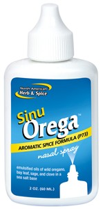 Sinu Orega by North American Herb and Spice is an effective, all-natural, nasal spray comprised of herbs, sea salt, and spring water that works to cleanse the nasal passages and improve nasal membrane health..
