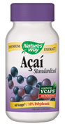 Nature's Way Acai Standardized vcaps offer a convenient way to utilize the benefits of Acai Berry in capsule form..