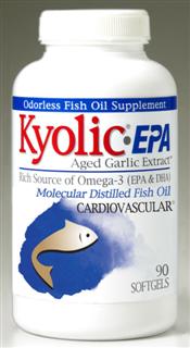 KYOLICEPA combines Aged Garlic Extract with natural concentrated, molecular-distilled fish oil containing one of the richest and purest sources of Omega-3 essential fatty acids (EPA and DHA)..