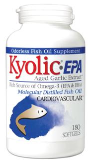 KYOLICEPA combines Aged Garlic Extract with natural concentrated, molecular-distilled fish oil containing one of the richest and purest sources of Omega-3 essential fatty acids (EPA and DHA)..