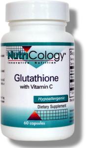 Glutathione with Vitamin C is a combination of two of the bodys premier antioxidant nutrients that are also its premier antitoxins. Reduced glutathione, a thiol antioxidant nutrient, is a major water-phase antioxidant inside the cell, while ascorbate is a major water-phase antioxidant outside the cell..