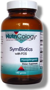 The nine strains in SymBiotics are: Lactobacillus acidophilus, L. rhamnosus A and L. rhamnosus B, L. bulgaricus, L. casei, L. sporogenes, Bifidobacterium longum, B. breve, and Streptococcus thermophilus..