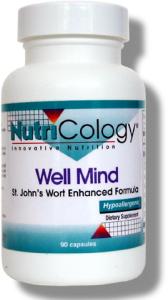 Well Mind was formulated by Daniel Beilin, OMD. It provides St. John's wort extract standardized to 0.3% hypericin, extracts of kava, valerian, passionflower, schisandra and large yellow ladys slipper, powdered gotu kola, and zinc. Well Mind is formulated for the support of mental processes and functioning..