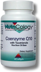 Coenzyme Q10 with Tocotrienols includes a substantial amount of mixed tocotrienols and 100 mg of CoQ10 per softgel, in a rice bran oil base (from brown rice)..