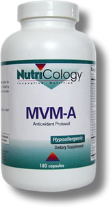 Multiple vitamin and mineral formula with additional nutrients featuring acetyl-L-carnitine for antioxidant support.* Developed by Martin Pall, Ph.D. and NutriCology. MVM-A is part of an antioxidant supplementation protocol..
