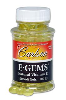 E-GEMS are Carlson's golden gelatin gems containing concentrated natural-source vitamin E oil, d-alpha tocopheryl acetate. .