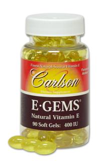 Nearly forty years have
gone into developing the range
and potency depth of the Carlson
All-Natural Vitamin E product line..