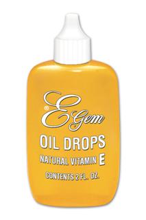 Each drop of E-GEM OIL contains 10 IU of Vitamin E
(d-alpha tocopheryl acetate) derived from soybean oil..