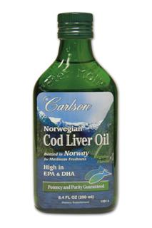 From the deep, unpolluted waters near Norway, Carlson brings you the finest cod liver oil which is naturally rich in Vitamin A, Vitamin D3, EPA and DHA. Only cod fish caught during the winter and early spring are used, as the liver oil content is highest at this time of year. The oil is separated from the liver tissues without the use of chemicals. To ensure freshness of Carlson Norwegian Cod Liver Oil, the air inside the glass bottle has been replaced with nitrogen.
Natural vitamin E is added to the cod liver oil to protect the freshness of the EPA and DHA both within the bottle and our bodies. Vitamin E prevents oxidation of polyunsaturated oils.

THIS PRODUCT is regularly tested (using AOAC international protocols) for freshness, potency and purity by an independent, FDA-registered laboratory and has been determined to be fresh, fully potent and free of detrimental levels of mercury, cadmium, lead, PCB's and 28 other contaminants..