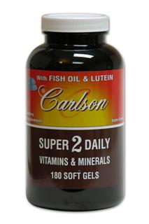 Super 2 Daily Multi-Vitamins contains fish oils and lutein. Iron free formula..