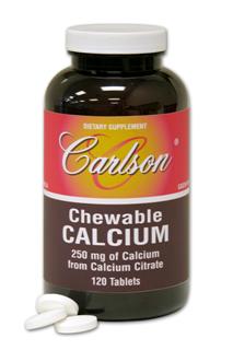 Calcium is necessary for strong bones and teeth. Carlson Chewable Calcium is a tasty vanilla tablet providing 250 mg of calcium..
