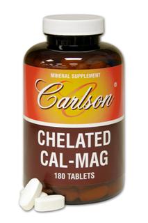 Carlson Chelated Cal-Mag is calcium and magnesium chelated to aid the body's absorption of these minerals..