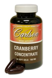 Carlson Cranberry Concentrate is cold-pressed from fresh, ripe cranberries; concentrated by the removal of water; then encapsulated to preserve the freshness of the juice concentrate..