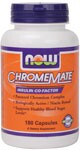 Insulin Co-Factor  Patented Chromium Complex  Biologically Active/Nicain Bound  Supports Healthy Glucose Metabolism* NOW ChromeMate contains a unique patented niacin-bound chromium complex. Chromium is an essential trace mineral that works with insulin to support healthy blood glucose levels already within the normal range and plays an important role in the proper utilization of protein, fat and carbohydrates. Independent studies show that ChromeMate provides greater biological activity than other chromium supplements tested.*.
