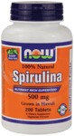 Spirulina 500 mg 100% Natural (200 tabs) NOW Foods