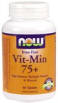 Our new Iron-Free Vit-Min 75+ tablets have been reformulated using the most recent research and updated recommended daily allowances.&nbsp; This classic multivitamin contains high potencies of a broad array of essential vitamins and minerals, along with other synergistic nutrients that enhance absorption and utilization.&nbsp; Look no further than NOW for your multivitamin needs, available in health food stores nationwide..