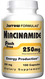 Niacinamide is the form of niacin that circulates in the bloodstream. Niacinamide and niacin are the two forms of vitamin B3. Niacinamide does not cause flushing or skin irritation..