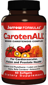 One softgel of CarotenAll provides greater amounts of the major carotenoids (Alpha-, Beta-Carotene, Lutein, Zeaxanthin and Lycopene) than 56 servings of fruits and vegetables..