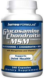 Jarrow Formulas provides efficacious quantities of Glucosamine Sulfate, Chondroitin Sulfate, and MSM combined with Vitamin C and Manganese for optimizing joint health..