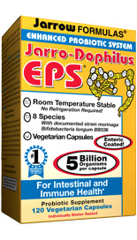 Probiotic bacteria in Jarro-Dophilus EPS are selected from the following 4 genera: Lactobacillus, Bifidobacteria, Lactococcus and Pediococcus.  #1 Probiotic in the U.S., according to SPINS (SPINScan Natural, 52 Weeks Ending 10/7/06 and 52 Weeks Ending 10/6/07)..