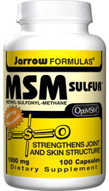 Jarrow FORMULAS MSM 1000 is an organic source of bioavailable sulfur. Sulfur is an antioxidant mineral found in major structural tissues of the body such as cartilage..