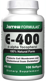 Jarrow Formulas E-400 contains the 100% natural form of Vitamin E, d-alpha Tocopherol.
Protects Cell Membranes & Cholesterol from Oxidation..
