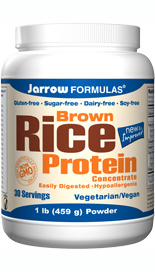 A high-protein alternative to soy and animal products, Jarrow FORMULAS Brown Rice Protein Concentrate, made from brown rice, is easily digested, hypoallergenic and a vegetarian/vegan source of protein. .