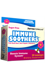 Jarrow FORMULAS IMMUNE SOOTHERS combines vitamin C with other immune boosting botanicals, in a great-tasting, sugar-free lozenge..