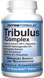 Jarrow formulas Tribulus Complex is a blend of standardized Ayurvedic extracts used by athletes to enhance energy and post-exercise recuperation..