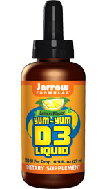 Yum-Yum D3 Liquid delivers 200 IU of vitamin D3 (as cholecalciferol) per drop. Vitamin D3 is essential for children (and adults) in promoting healthy bones, teeth, brain and immune system..