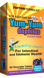 The friendly bacteria in Yum-Yum Dophilus favorably balance the microorganisms in the intestines, support immune function and promote health..