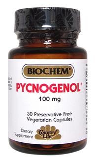 Pycnogenol helps support the collagen structure of blood vessels and other tissues throughout the body. Pycnogenol is a Phytochemical antioxidant activity..