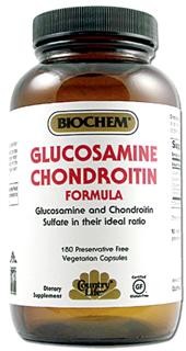 Biochem by Country Life's Glucosamine Chondroitin Formula provides the necessary building blocks for connective tissue repair. This synergistic complex provides the precursors for the production of bone, cartilage, tendon, joint tissue, skin, blood vessel walls, and mucous membranes..