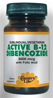The most active coenzyme form of B-12, Dibencozide, is combined with Folic Acid, its natural partner for maximum-bioavailability. Dibencozide is especially well absorbed under the tongue..
