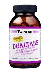 DualTabs Mega Vitamin & Mineral Formula are released over a prolonged period of time through the passage in the gastrointestinal tract (digestive tract) for optimum absorption. DualTabs sustained release bi-layer formula also eliminates the need to take vitamins more than twice daily to achieve peak blood levels of water soluble vitamins over a prolonged period of time..