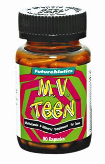 M.V. Teen is a comprehensive multi formula designed to help teenagers get the adequate nutrition their growing minds and bodies need for good health.  M.V. Teen contains 21 different vitamins and minerals. Furthermore, many of the nutrients in M.V. Teen are supplied at 100% or more of the established daily values  providing all the nutrient support growing teens need to look and feel their best..