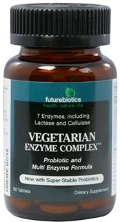 Vegetarian Enzyme Complex contains multiple enzymes to assist in the breakdown of food and assist in the utilization of nutrients, along with the intestinal flora benefits of probiotics..