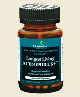 Futurebiotics Longest Living Acidophilus provides 1.5 billion dairy-free, 'friendly' bacteria per capsule. Multiple probiotic sources are included, which work synergistically to provide a full array of healthy, natural organisms.  Futurebiotics Longest Living Acidophilus+ contains a unique blend of lactobacilli strains, including potent Lactospore..