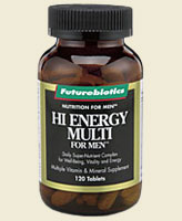 Hi-Energy Multi for Men is the definitive men's multi vitamin and mineral supplement that includes an array of nutrients, including the antioxidant vitamins A, E and C and Selenium, and a full complement of minerals including Zinc, Calcium, Iron and Magnesium. In fact, Hi-Energy Multi for Men contains 100% or more of the recommended daily allowance (RDA) of most nutrients..
