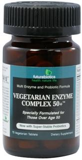 Vegetarian Enzyme Complex 50+ contains increased amounts of numerous enzymes to assist in the breakdown of food and assist in the utilization of nutrients, along with digestive support from Fennel and Gentian..
