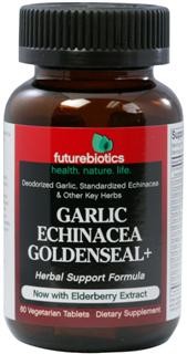 Garlic, Echinacea & Goldenseal+ is a comprehensive botanical formula combining the benefits of many well-known herbs, including Echinacea, Garlic, Elderberry and Goldenseal, traditionally used to provide seasonal support and defense..