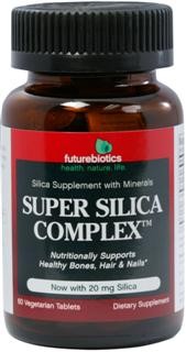 Super Silica Complex is a vegetarian complex of silica from Horsetail leaf extract, minerals and select nutrients that nutritionally supports healthy bones, hair & nails.*  Silica (silicon) is required for proper integrity of the skin, ligaments, tendons, and bone. The highest concentrations of silicon in the body are found in skin and hair..