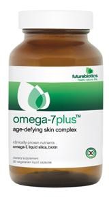 Omega-7Plus supplies these important nutrients with an Age-Defying Skin Complex including Liquid Silica, Biotin, Hyaluronic Acid and CoQ10 and combines them in a special 100% vegetarian liquid delivery system, Licaps..