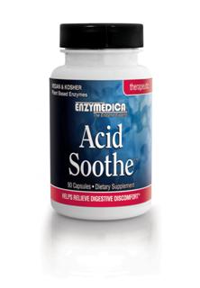 The ingredients in Acid Soothe provide the body with pure plant enzymes for delivery with nutrients specific to the gastrointestinal region.
Enzymedica uses an exclusive Thera-blend process for its protease, lipase, amylase and cellulase. Each of these enzymes actually represents multiple strains that are blended to increase potency in varying pH levels..