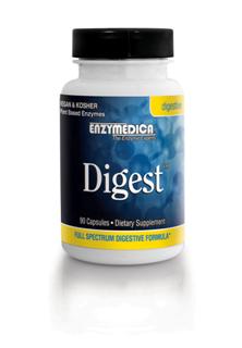 Digest assists digestion and absorption of nutrients.
Enzymedica uses an exclusive Thera-blend process for its protease, lipase, amylase and cellulase. Each of these enzymes actually represents multiple strains that are blended to increase potency in varying pH levels..
