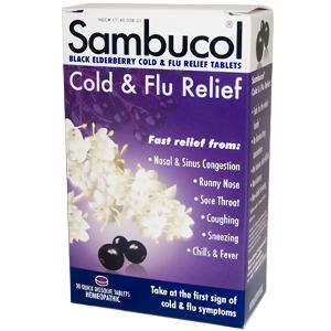 Black Elderberry Cold & Flu Relief (30 tablets) Sambucol