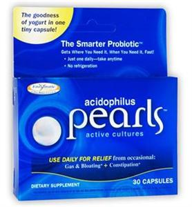 Enzymatic Therapy Acidophilus Pearls increase healthy intestinal flora. The Smarter Probiotic. Start Alive and Stay Alive. Discount Vitamin Catalog. Seacoast.com.
