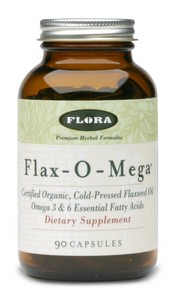 Flora's Flax-O-Mega provides over 1500 mg of omega 3 and omega 6 essential fatty acids per 2 capsule serving..
