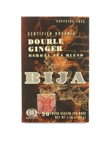  Bija Double Ginger tea packs digestion-aiding ginger into each bag, spikes it with black pepper, and mixes in exotic touches of peppermint leaf and licorice root for a timeless blend that is wonderfully gentle on the stomach..