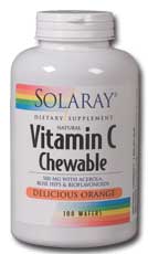 Solaray Vitamin C Chewable 500mg with Acerola & Rose Hips 500mg (100 Wafers).